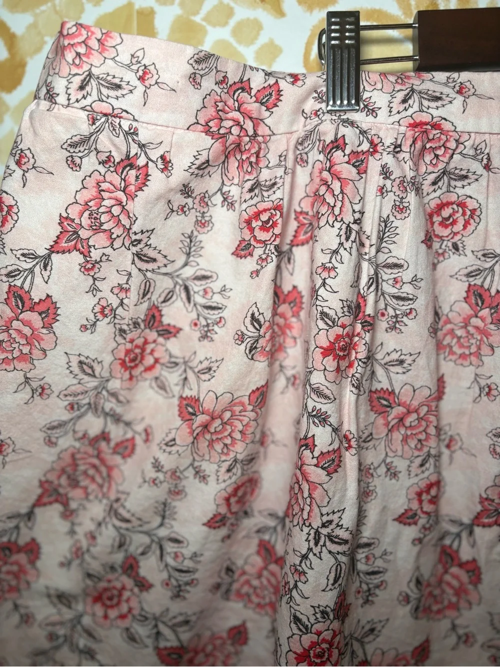 Floral Pull-On Skirt Pink Cottagecore A-Line Elastic Waist Feminine Summer Skirt - Picture 6 of 6